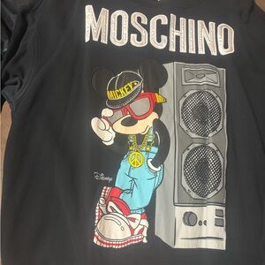 Moschino Black Sweatshirt with Mickey Mouse and Speaker Graphic